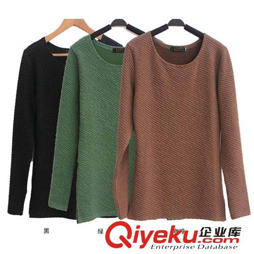 .清倉(cāng)tj大碼女裝秋冬裝打底衫簡(jiǎn)潔斜條棉百搭長(zhǎng)袖圓領(lǐng)T恤衫代理