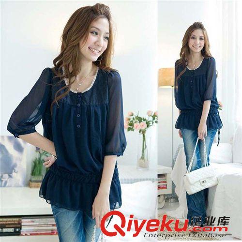 供應(yīng)加大碼女裝夏裝新品胖mm時(shí)尚顯瘦波點(diǎn)雪紡衫上衣批發(fā)代理代發(fā)