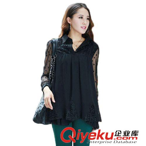 大碼女裝秋裝新款韓版圓領(lǐng)泡泡袖長袖修身顯瘦雪紡衫襯衫批發(fā)直銷