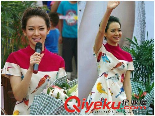 2014夏季歐美dp女式同款氣質(zhì)雀鳥印花短裙女裝OL短袖連衣裙代發(fā)