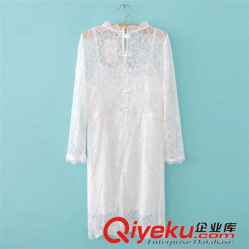 外貿(mào)2014夏季范爺同款長袖全蕾絲裙女裝純色淑女風(fēng)氣質(zhì)連衣裙代發(fā)