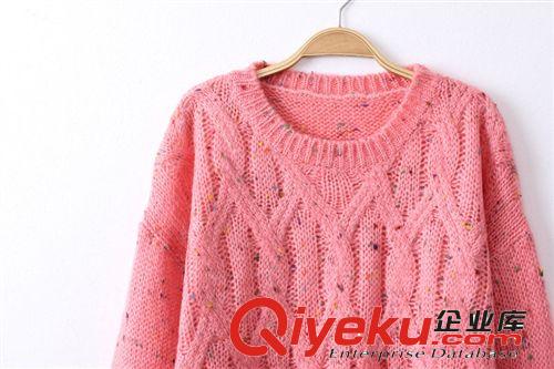 2014秋冬韓版外貿女裝新款杉杉來了趙麗穎同款粉色套頭毛衣女批發