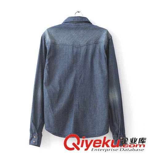 2014秋冬新款歐美外貿(mào)女批發(fā)全棉柳丁牛仔長袖襯衫女式工廠直銷原始圖片2