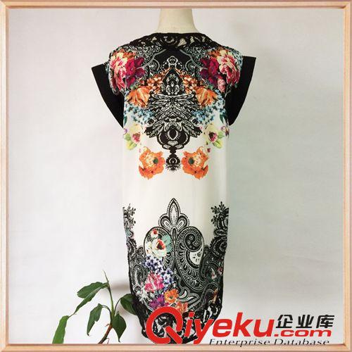 外貿2014歐美dp女式奢華V字形印花裙女裝OL名媛氣質雪紡連衣裙原始圖片2