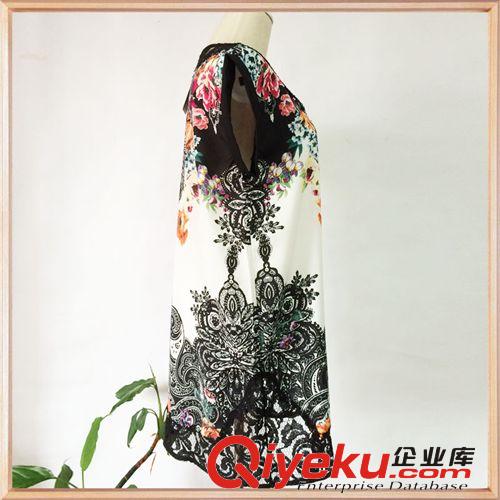 外貿2014歐美dp女式奢華V字形印花裙女裝OL名媛氣質雪紡連衣裙原始圖片3