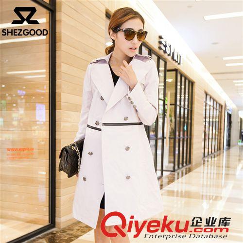 shezgood秋裝新款韓版女裝全棉女式風(fēng)衣立領(lǐng)長款可拆卸高腰風(fēng)衣