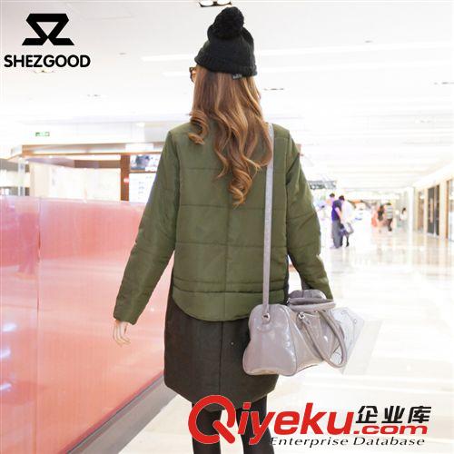 SHEZGOOD秋裝新款 韓版中長款拼接加厚保暖棉衣 雙層領(lǐng)女裝外套