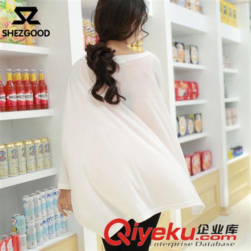 shezgood夏款女t恤韓版兩件套寬松大碼印花T恤中長款蝙蝠袖T恤 女原始圖片3