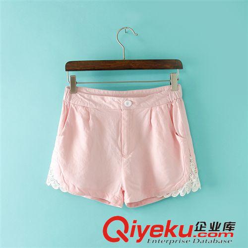M&Y．yisheB2014廠家直銷(xiāo)韓版時(shí)尚蕾絲花邊棉麻糖果色短褲女夏季原始圖片3