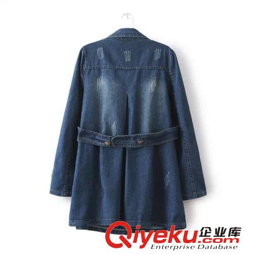 M&Y.YISHE2014新款秋冬女裝韓版大碼寬松中長版牛仔風(fēng)衣外套B271原始圖片3