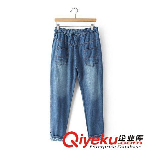 M&Y.YISHE廠家直銷新款秋冬女裝韓版松緊抽繩貼布牛仔褲女WY817原始圖片3