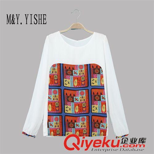 M&Y.YISHE廠家直銷2014新款秋季女裝韓版時(shí)尚雪紡T恤046
