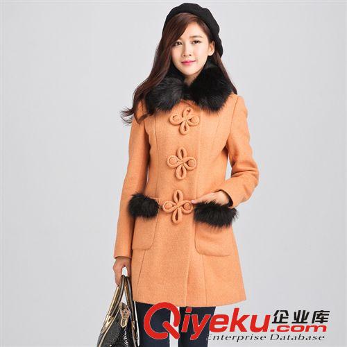 毛領(lǐng)女裝大衣 2013冬季新款百搭 品牌女裝代理加盟 女裝一件代發(fā)