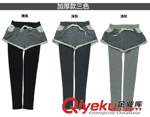 一件代發(fā)代理加盟 秋冬新款韓版 加厚加絨假打底褲連短褲裙九分褲原始圖片3