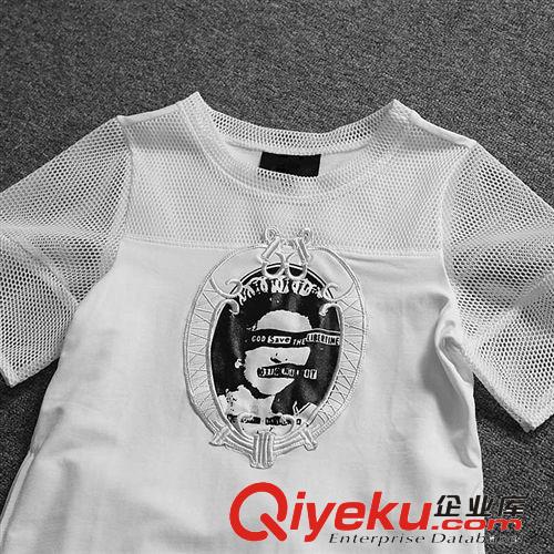 LH歐洲站 2014春裝新款時(shí)尚美女刺繡蒙砂拼接T恤女  淘寶微信代理原始圖片3