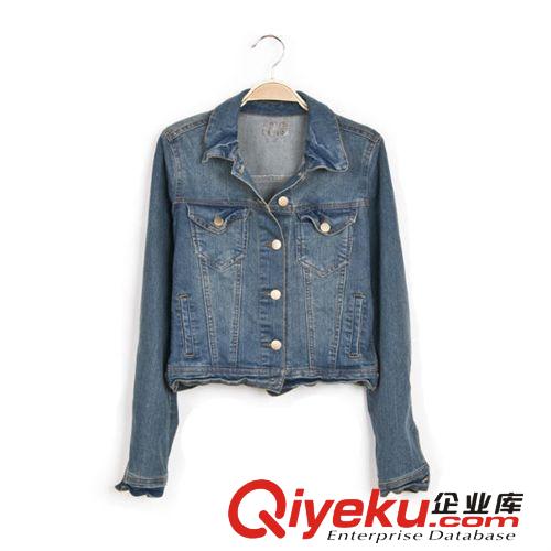 歐美秋季新款女裝現(xiàn)貨批發(fā) 時(shí)尚簡(jiǎn)約短款牛仔長(zhǎng)袖外套