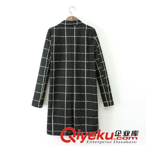 女裝批發(fā)2014秋冬新款歐美dp提花格子西裝領(lǐng)休閑外套上衣
