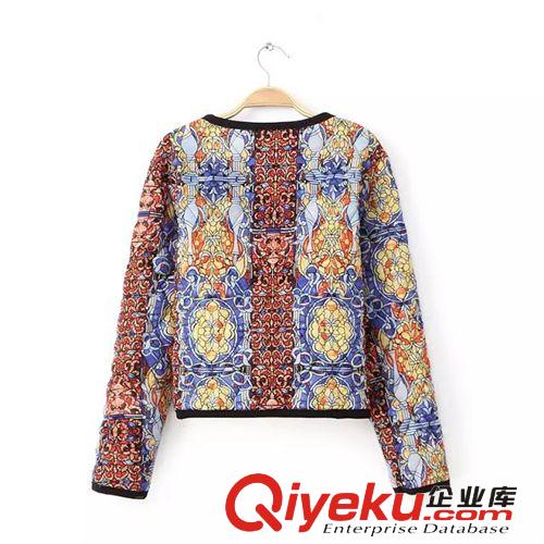 2014秋冬季新品歐美dp同款絎縫加棉印花休閑外套夾克棉衣女上衣原始圖片3