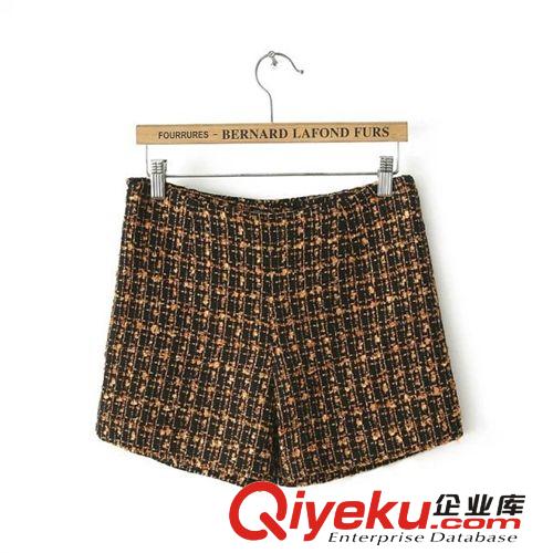 韓版秋季新款女式休閑褲批發 時尚簡約小香風格子短褲原始圖片2