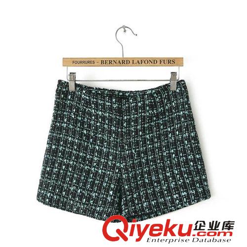 韓版秋季新款女式休閑褲批發 時尚簡約小香風格子短褲原始圖片3