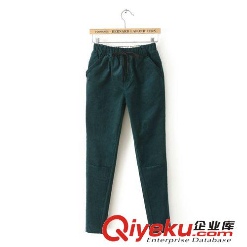 歐美秋冬女式休閑褲新款現(xiàn)貨批發(fā) 燈芯絨松緊腰抽繩休閑哈倫褲原始圖片3
