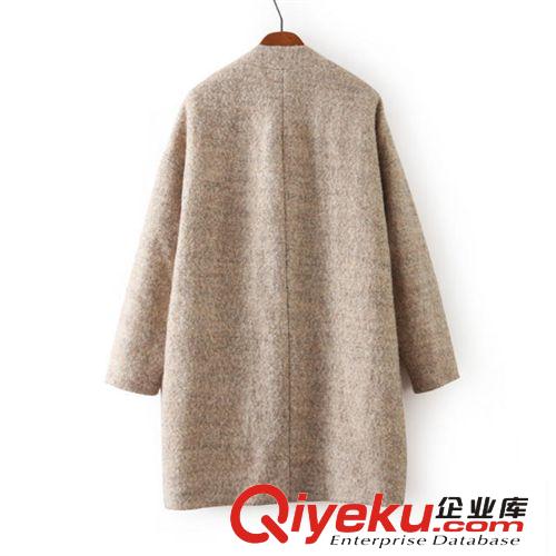 女裝2014秋冬新款歐美風羊絨毛呢外套女上衣大衣風衣原始圖片2
