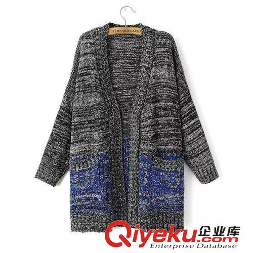 2014秋季新款歐美風(fēng)時(shí)尚女裝楊冪同款漸變色寬松針織衫開(kāi)衫外套