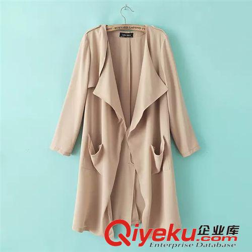 女裝2014秋冬新款歐美風(fēng)羊絨毛呢外套女上衣大衣風(fēng)衣原始圖片2