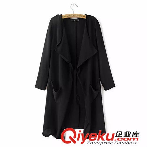 女裝2014秋冬新款歐美風(fēng)羊絨毛呢外套女上衣大衣風(fēng)衣原始圖片3