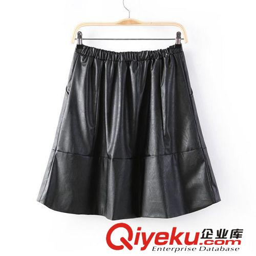 歐美夏秋新款 朋克風女裝批發PU皮松緊半身裙女中裙 一件代發