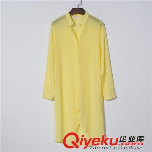 泰禾外貿(mào)原單春裝新款2014女裝熒光色雪紡襯衫立領(lǐng)長(zhǎng)袖襯衣夏原始圖片2