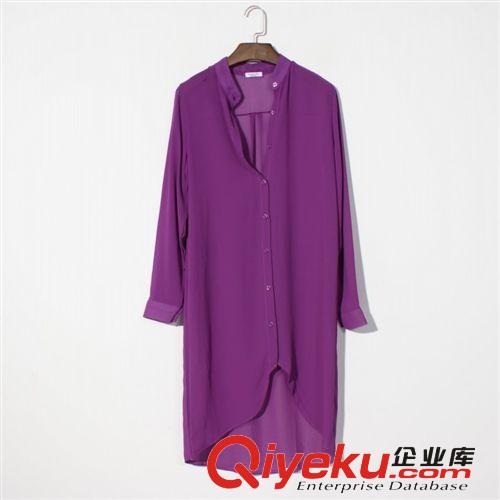 泰禾外貿(mào)原單春裝新款2014女裝熒光色雪紡襯衫立領(lǐng)長(zhǎng)袖襯衣夏原始圖片3