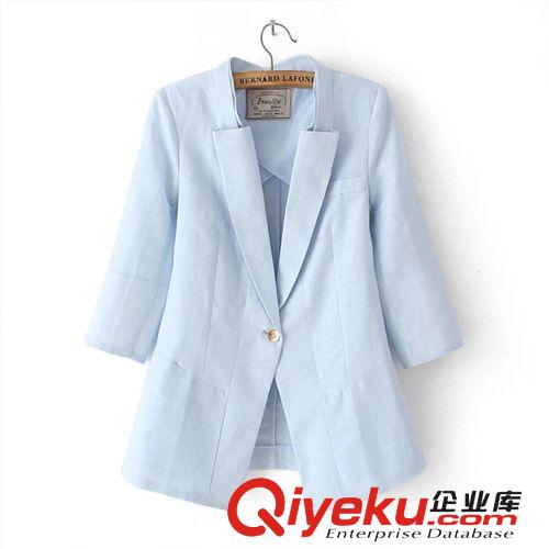 3933-0.3 批發(fā)秋裝新款韓版修身一粒扣七分袖西裝女原始圖片2