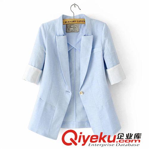 3933-0.3 批發(fā)秋裝新款韓版修身一粒扣七分袖西裝女原始圖片3