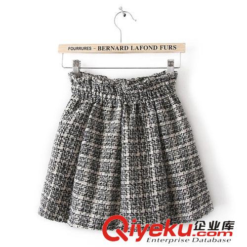 1380 批發(fā)廠家直銷韓版秋冬千鳥格毛呢短裙蓬蓬裙加厚呢子半身裙原始圖片2