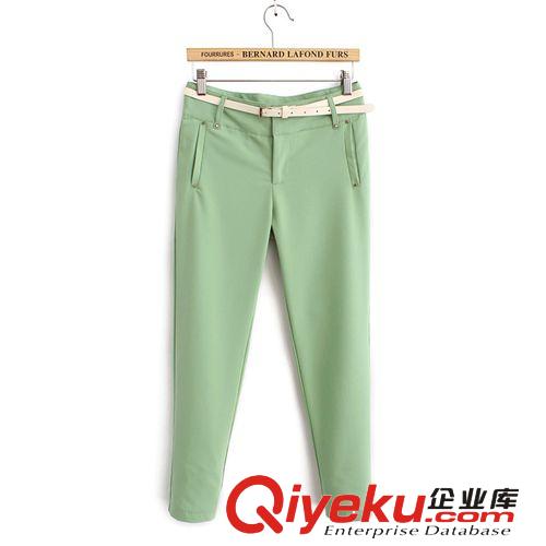 1918-0.35 批發(fā)春夏新款韓版修身顯瘦彈力休閑9九分褲 女 送腰帶