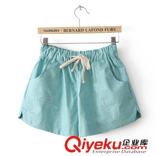 2114-0.15 女裝批發(fā)夏季新款韓版透氣棉麻糖果色女式休閑短褲熱褲