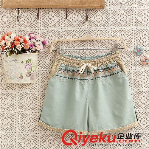 3580-0.4韓版新款女式刺繡抽繩收腰休閑女褲短褲原始圖片3