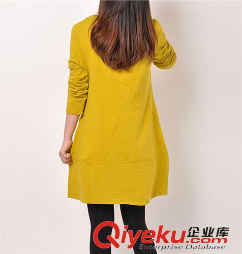 2014秋季新款女裝 韓版大碼寬松胖MM棉麻長袖連衣裙女外貿(mào)原單