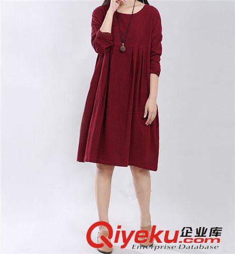 2014秋季大碼女裝長袖韓版胖mm寬松顯瘦休閑復(fù)古文藝連衣裙