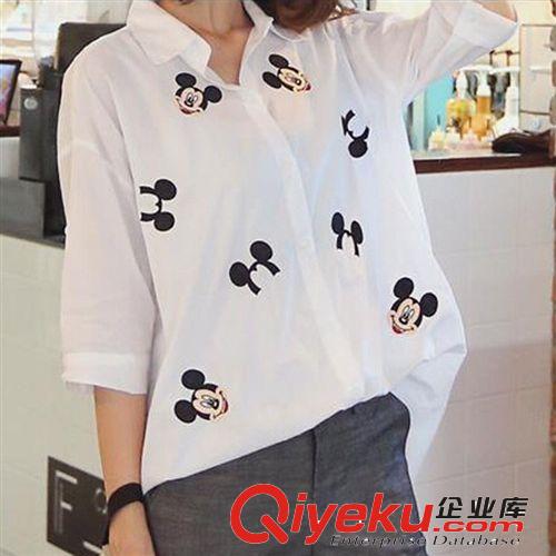 2014秋季新品8699#女士韓國風(fēng)東大門刺繡米奇純棉襯衣原始圖片2