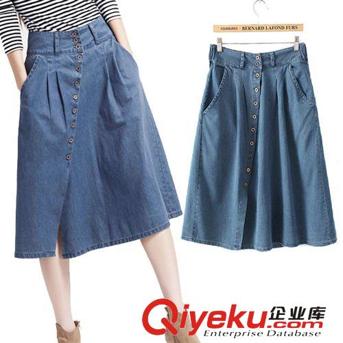 新款牛仔半身裙 開(kāi)叉文藝a字裙大碼牛仔裙女半身裙 半身裙夏