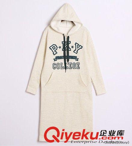 小時代3同款秋裝新品 休閑運動加厚抓絨寬松版連帽衛(wèi)衣連衣裙原始圖片2