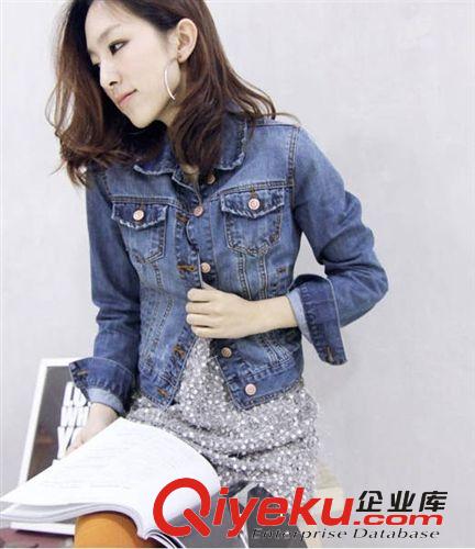 超贊單品 春裝鉚釘裝飾翻領(lǐng)軟料牛仔襯衣 長袖女襯衫批發(fā)