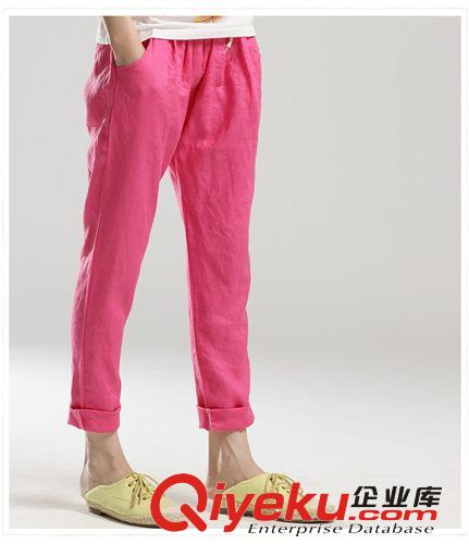 淘寶熱賣夏季2014新款女褲薄棉麻糖果九分長褲休閑寬松顯瘦哈倫褲原始圖片2