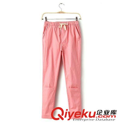 韓版夏 寬松棉麻九分褲松緊腰小腳哈倫褲 顯瘦休閑褲女原始圖片3