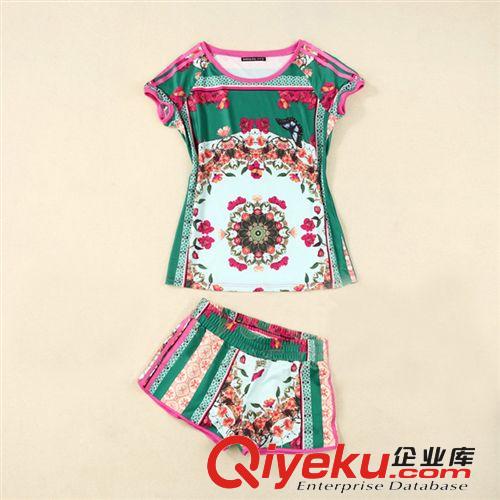 范冰冰明星同款 女裝新 時尚印花外套+T恤+短褲休閑運動套裝1773原始圖片3