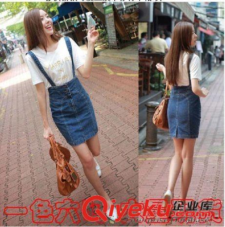 2014新款可愛顯瘦牛仔背帶裙 女9297原始圖片2