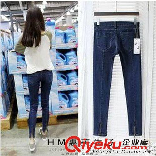 2013女裝秋季新款8353褲腳后拉鏈顯瘦九分小腳牛仔褲鉛筆褲原始圖片3