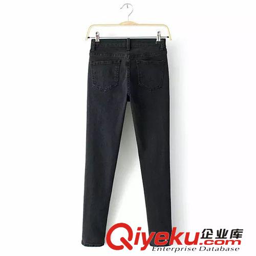 B152-03000 F.M.P [5017]韓版?zhèn)€性時(shí)尚黑色簡(jiǎn)單牛仔鉛筆褲原始圖片2